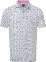 Footjoy Wasp Print Lisle White/Black/Pink S Camiseta polo