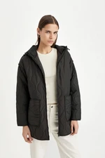 DEFACTO Regular Fit Hooded Quilted Thin Parka Coat