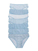 Blue and white women's panties with lace 7-pack