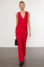 Trendyol Red Regular Woven Vest Wide Leg/Wide Leg Trouser Set