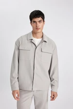 DEFACTO Relax Fit Shirt Collar Pleated Jacket Coat