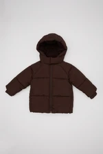 DEFACTO Baby Boy Water Repellent Ribbed Sleeve Hooded Fleece Lined Puffer Jacket