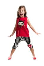 Denokids Red Ladybug Striped Girl's Summer T-shirt Capri Shorts Set