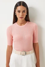 Happiness İstanbul Women's Pink Lightly Transparent Knitwear Blouse