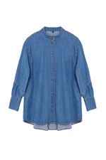 Trendyol Blue Button Detailed Oversize Denim Shirt