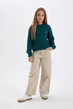 DEFACTO Girl's Wide Leg Wide Leg Cotton Trousers