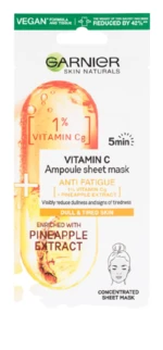 GARNIER Skin Naturals sila ampule v textilnej maske s vitamínom C a výťažkom z ananásu 15 g