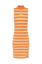 Tommy Jeans Šaty - TJW SIDE SLIT STRIPE DRESS oranžové