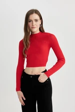 DEFACTO Crop Half Turtleneck Red Knit Sweater