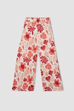 DEFACTO Girl's Wide Leg Floral Crepe Trousers