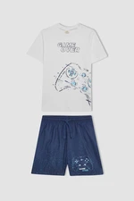 DEFACTO Boy 2-Piece Set Printed Short Sleeve T-Shirt Swim Shorts