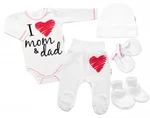 5-ti dílná soupravička do porodnice I love mom &amp; dad, unisex, Baby Nellys, vel. 62 (2-3m)