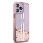 Zadní kryt Guess PC/TPU Liquid Glitter Gold Stripe Zadní pro Apple iPhone 15 Pro Max, pink