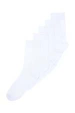 Trendyol 5-balenie bielych bavlnených štruktúrovaných ponožiek strednej dĺžky na tenis pre vysokú školu