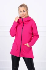 Insulated sweatshirt with a longer back and fuchsia pockets