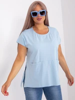 Light blue cotton blouse larger size