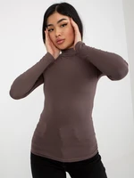 Women's basic turtleneck Rue Paris Cassie - dark brown