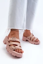 Women's low-heeled slippers ZAXY light pink