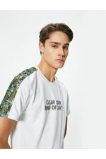 Koton Sports T-Shirt Motto Printed Crew Neck Camouflage Detailed