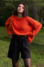 Madmext Orange Crew Neck Basic Sweater