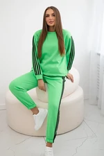 Cotton set with light green stripes