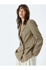 Koton Double Breasted Blazer Jacket with Flap Double Pocket Detail Regular Fit