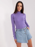 Purple women's turtleneck with cuffs