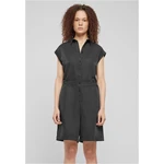 Viscose Twill Women's Short Jumpsuit - Black