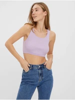 Světle fialový žebrovaný crop top VERO MODA Fibly - Dámské