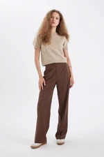 DEFACTO Standard Length Trousers Wide Leg Wide Leg Basic Plain High Waist