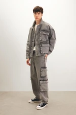 DEFACTO Oversize Fit Wide Mold Snap Closure Pocket Jean Jacket