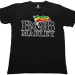 Bob Marley T-Shirt Flag Logo Unisex Black 2XL