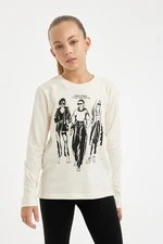 DEFACTO Girl Relax Fit Crew Neck Printed Long Sleeve T-Shirt