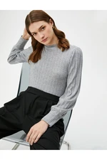 Koton Long Balloon Sleeve Sweater High Collar Soft Textured