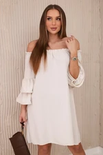 Spanish dress with ruffles on the sleeve beige color