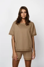 Alta women's blouse with short sleeves - camel