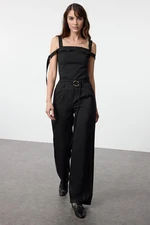 Trendyol Black Belt Detailed Wide Leg Trousers