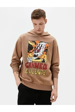 Koton Oversize Hoodie Skull Printed Label Detail