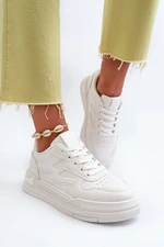 Women's platform sneakers made of eco leather, white Lynnette