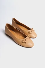 Capone Outfitters Women's Genuine Leather Bow Round Toe Flats