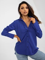 Women's cobalt blue classic shirt with long sleeves