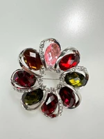 Brooch XZ459-222 silver + multicolored