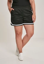 Women's Stripes Mesh Hot Pants Black