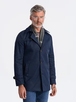 Ombre Men's short trench with classic cut - navy blue