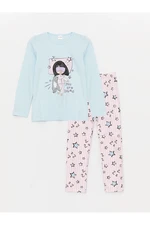 LC Waikiki Crew Neck Printed Long Sleeve Girls' Pajamas Set