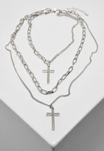 Necklace with layering and cross - silver colors