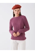 LC Waikiki Women's Crew Neck Knitwear Sweater with Openwork Long Sleeves