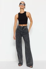 Trendyol Anthracite High Waist Wide Leg Jeans