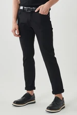 ALTINYILDIZ CLASSICS Men's Black 360-Degree Stretch Stretch in All Directions, Slim Fit Slim Fit Cotton Comfort Trousers.