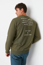 Trendyol Khaki Men's Regular Fit Long Sleeve Crewneck Printed Sweatshirt